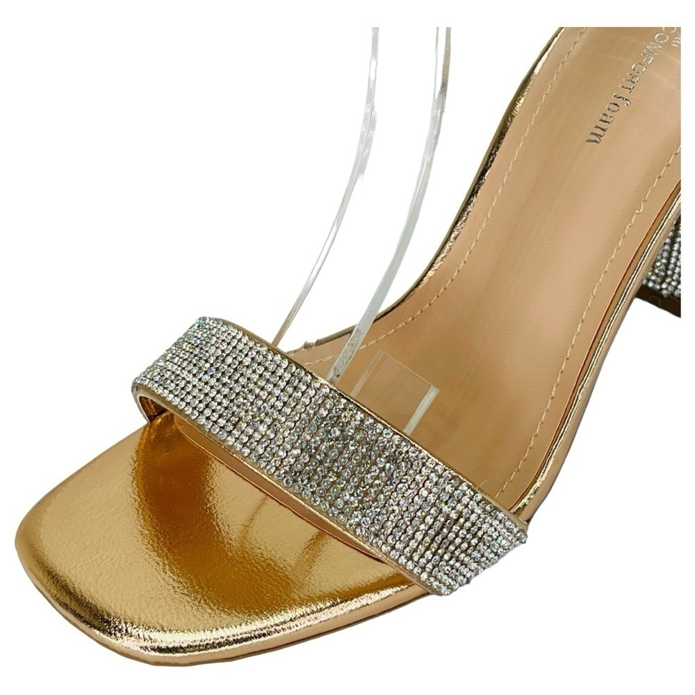Journee Collection IDDA Rose Gold Rhinestone Studded Womens Heels Size 9M - Picture 6 of 13